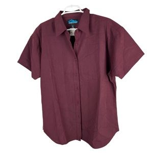 Tri Mountain outdoor women’s short sleeve button up hiking work size XL burgundy